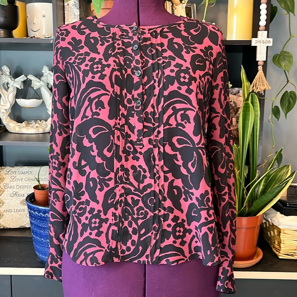Loft Sheer Long Sleeve Blouse